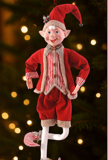 Vetur BV Christmas Figure Velvet Red Brown Elf 61cm