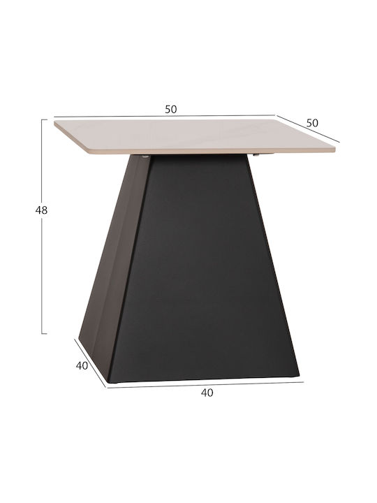 Square Central Coffee Table Sintered Glass Black 2 Pieces W70xL70xH42cm