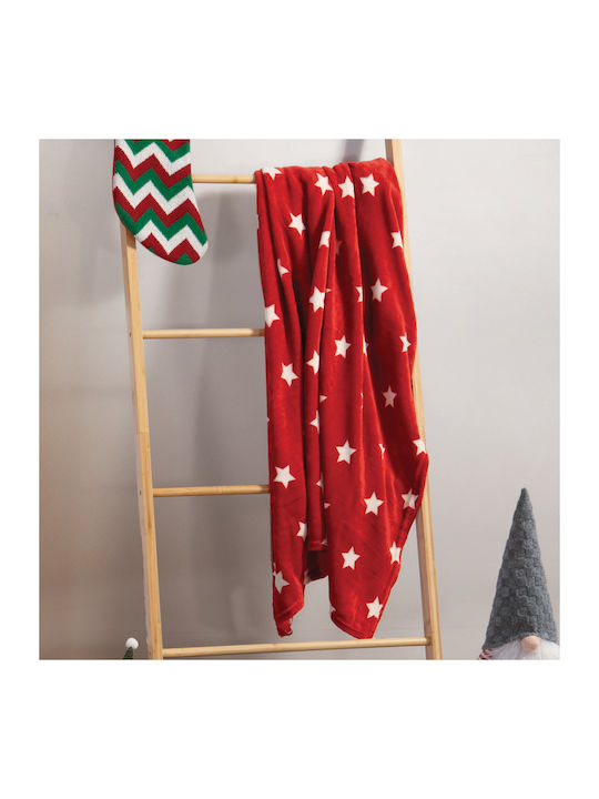 Nef-Nef Homeware Starlight Κουβέρτα Fleece Καναπέ 110x140εκ. Red/ecru