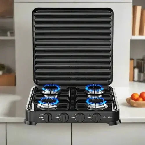 Hoomei Countertop Burner Flüssiggas with 4 Burners Schwarz