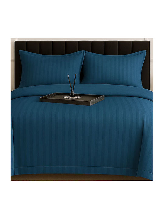Pucioasa Set Husă de Pilotă Dublă cu 2 Fețe de Pernă & 1 Cearsaf 200x230 Petrol Blue