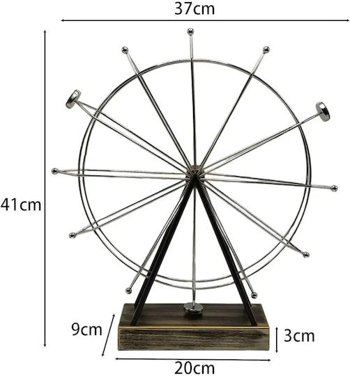 Tabletop Decorative Spinning Wheel 41x37cm Silver Hammered Iron