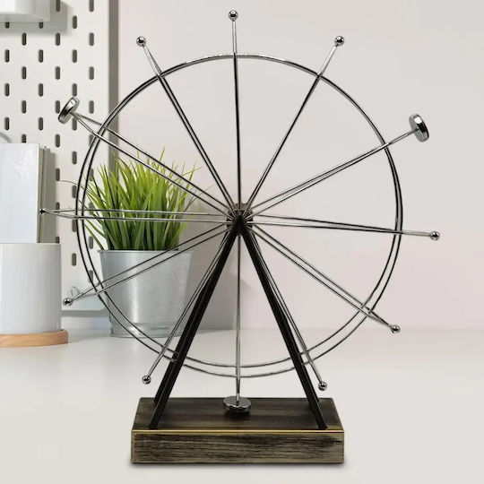 Tabletop Decorative Spinning Wheel 41x37cm Silver Hammered Iron