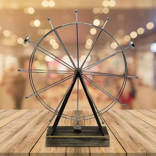 Tabletop Decorative Spinning Wheel 41x37cm Silver Hammered Iron