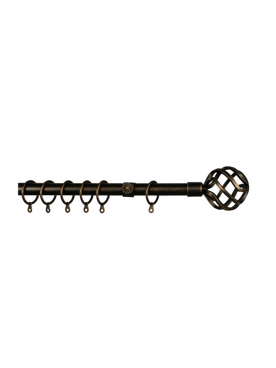 Extendable Metallic Curtain Pole Murchia Single 120-210cm Black-Gold