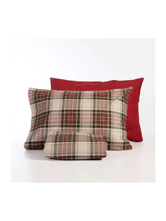 Nef-Nef Homeware Duvet Cover Set Cotton Queen with 2 Pillowcases 240x230 Noel Red/grey