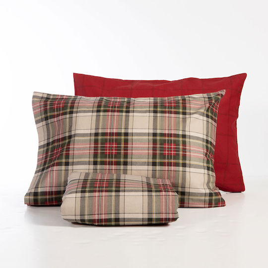 Nef-Nef Homeware Комплект Плик за Завивка Памучен Единичен с Калъфка 160x230 Noel Red/grey