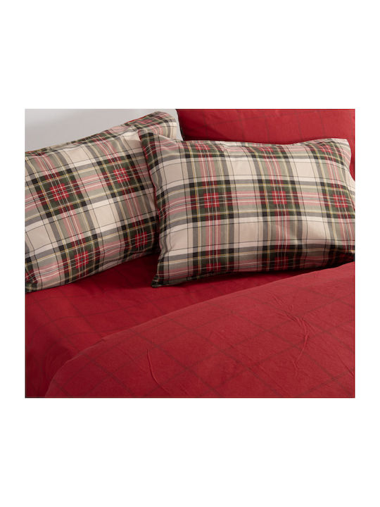 Nef-Nef Homeware Duvet Cover Set Cotton Single with Pillowcase 160x230 Noel Red/grey
