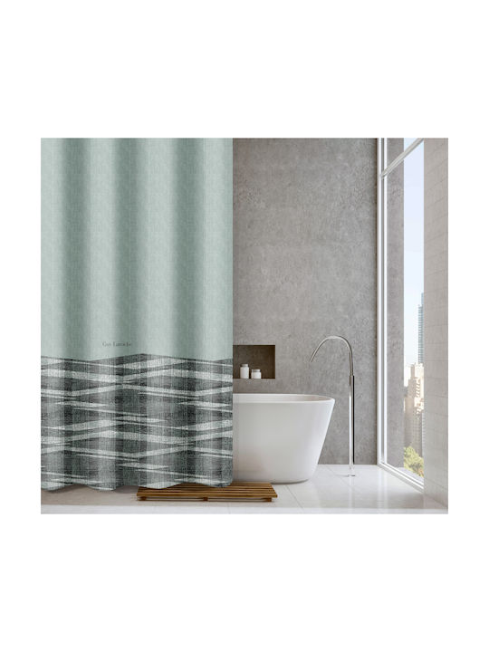 Guy Laroche Active Shower Curtain Fabric with Hooks 180x185cm Mint