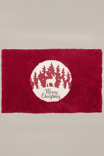 Nima Бански килим Памук Правоъгълена Merry Christmas Червен 50x80бр