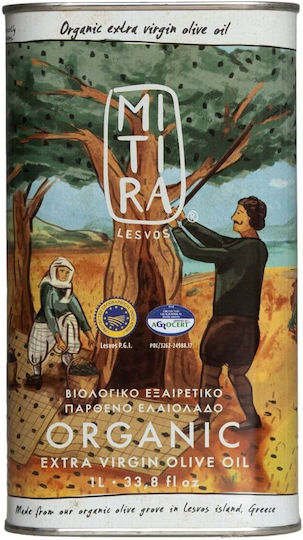 Mitira Lesvos Extra Virgin Olive Oil Organic Product Lesvos 1lt in a Metallic Container