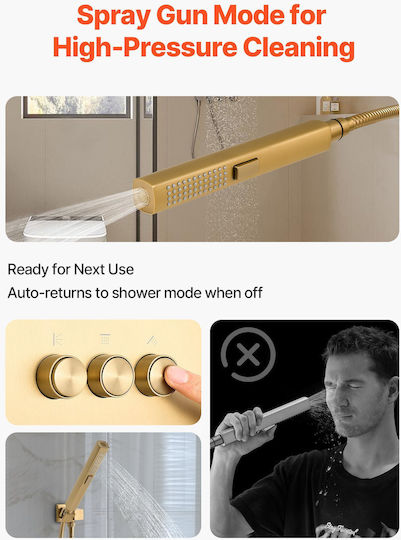 Vevor Built-in Mixer & Shower Head Set for Shower Gold 197988711087