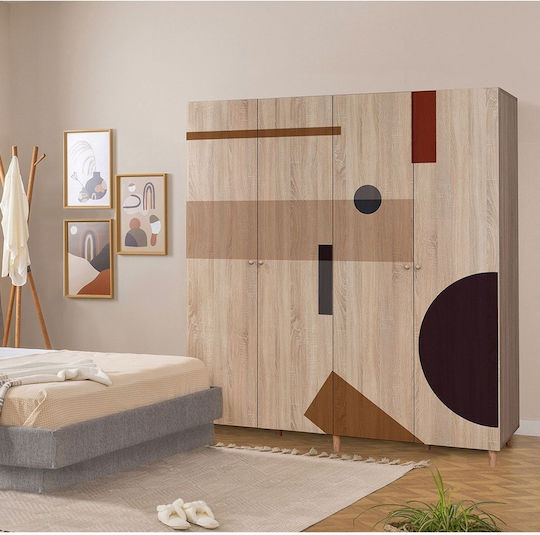 Ντουλάπα Μοντέρνου Design Δρυ – Καλλιτεχνική Γεωμετρία & Ξύλινη Υφή