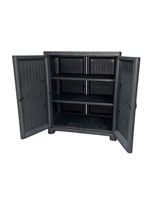 Double Door Wardrobe Plastic with 2 Shelves 70x44x91cm