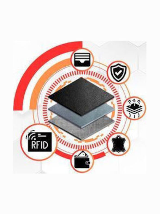 Малък Естествена Кожа Дамски Портфейл с RFID Оранжев