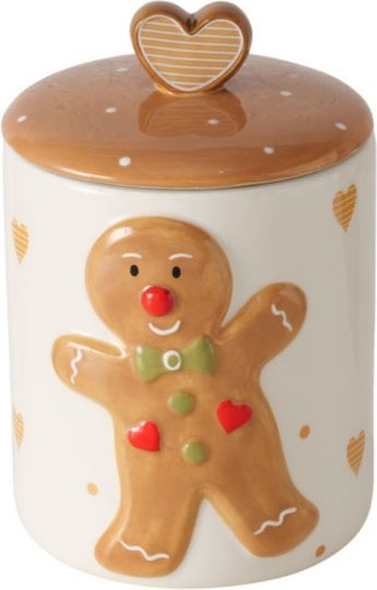 Χριστουγεννιάτικo δοχείο με καπάκι gingerbread 2000 ml λευκό (1 τμχ.) της BOLZE
