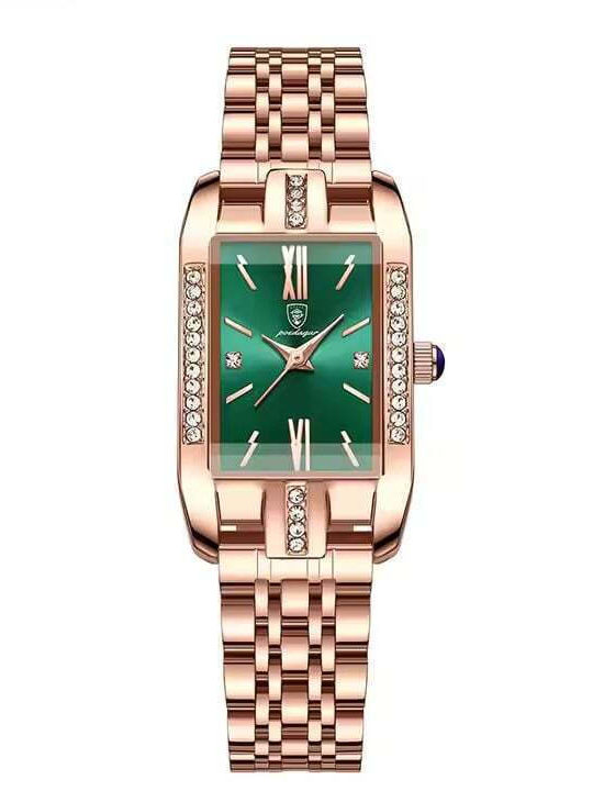 Poedagar Ceas de Damă cu Rose Gold Brățară Metalică