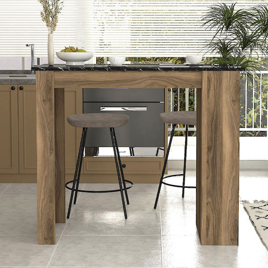 Monaco Bar Tisch Holzschatten Walnuss - Schwarz Effekt Marmor 120x51.6x101.8cm