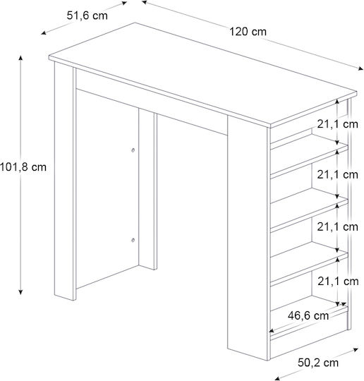 Monaco Bar Tisch Holzschatten Walnuss - Schwarz Effekt Marmor 120x51.6x101.8cm