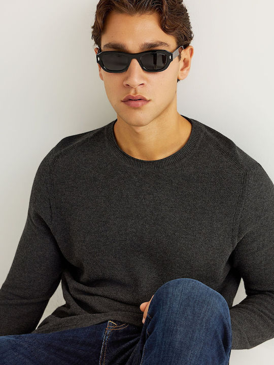 Herrenblusen Langarm Pullover Grau