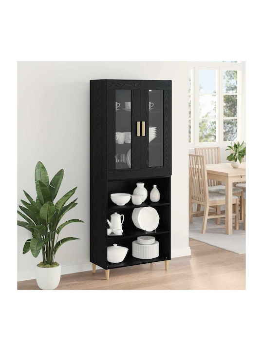 Висулка Витрина за хол от ПДЧ със Стъкло Black Beech 70x34x90см