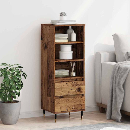 Floor-standing Living Room Display Cabinet made of Wood & Metal with Glass 40x36x110cm