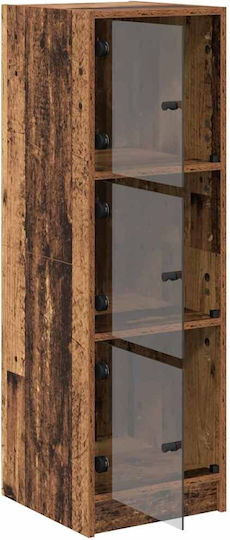 Wall Living Room Display Cabinet made of Particleboard with Glass Old Wood 35x37x109cm