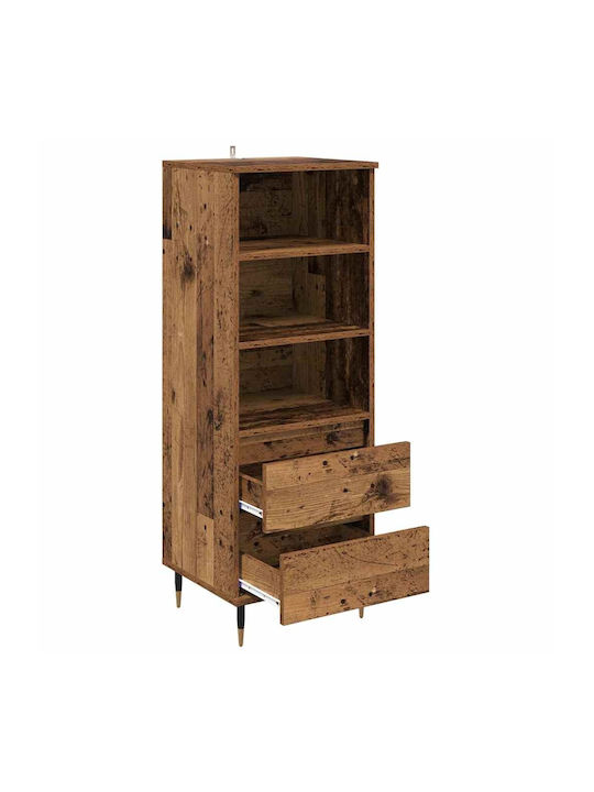 vidaXL Wohnzimmer Vitrine aus Holz & Metall mit Verglasung Alter Holz 40x36x110cm