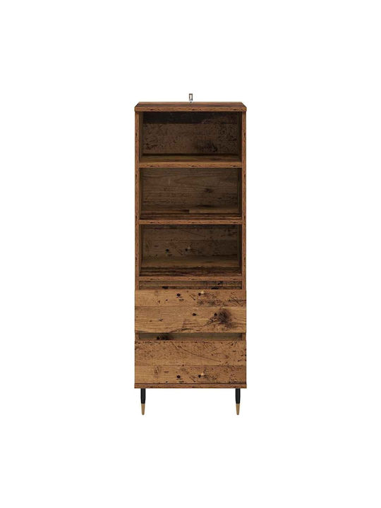 vidaXL Wohnzimmer Vitrine aus Holz & Metall mit Verglasung Alter Holz 40x36x110cm