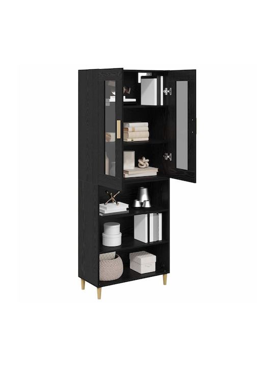 Висулка Витрина за хол от ПДЧ със Стъкло Black Beech 70x34x90см