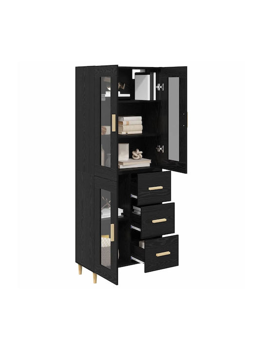 Висулка Витрина за хол от ПДЧ със Стъкло Black Beech 70x34x90см