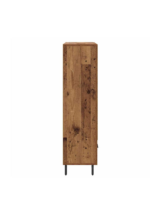 Wall Living Room Display Cabinet made of Wood & Metal with Glass Old Wood 69.5x31x115cm