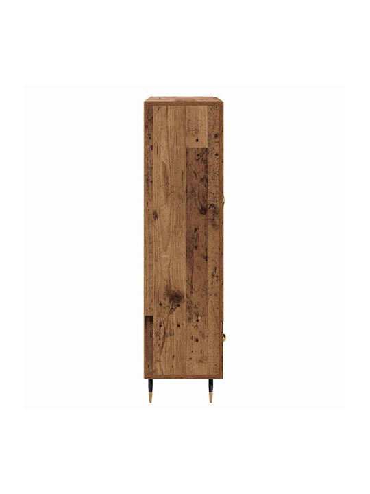 Wall Living Room Display Cabinet made of Wood & Metal with Glass Old Wood 69.5x31x115cm
