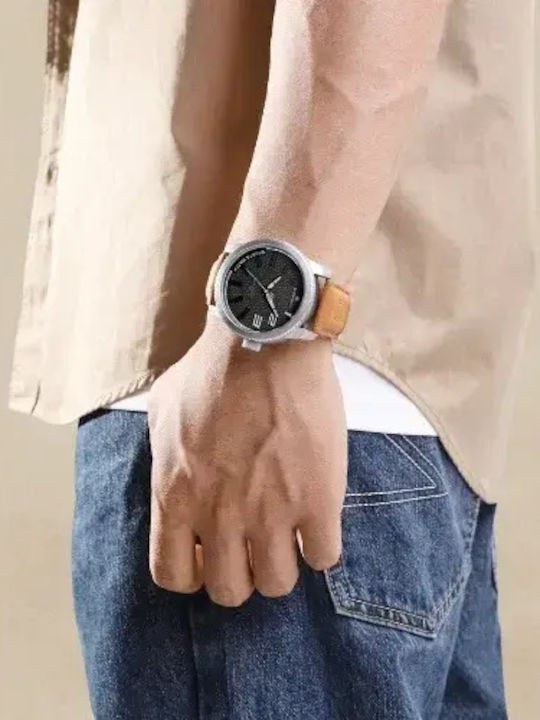Naviforce Men's Watch 46mm Battery with Brown Leather Strap
