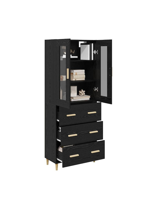 Висулка Витрина за хол от ПДЧ със Стъкло Black Beech 70x34x90см