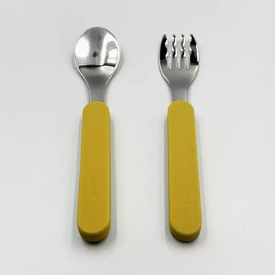 Pandaboo Baby Set with Fork made of Metal Orange 2pcs