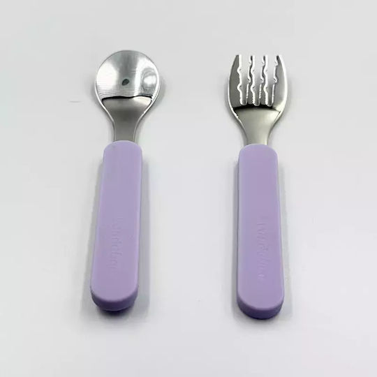 Pandaboo Baby Set with Fork made of Metal Brown 2pcs