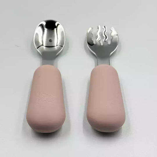 Pandaboo Baby Set with Fork made of Silicone Blue 2pcs
