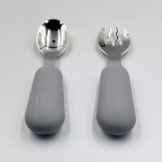 Pandaboo Baby Set with Fork made of Silicone Blue 2pcs