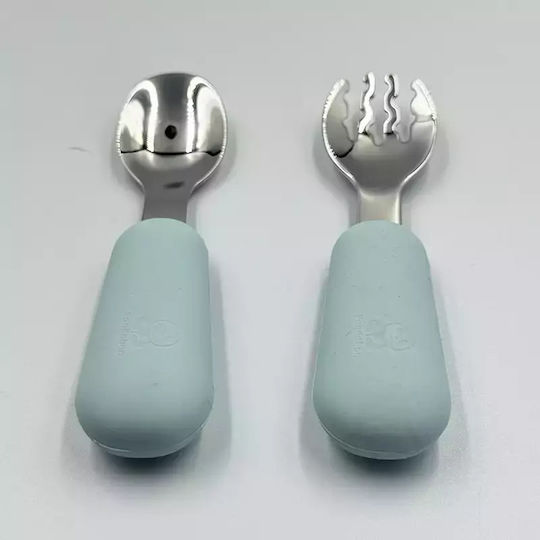 Pandaboo Baby Set with Fork made of Silicone Beige 2pcs