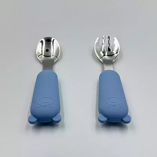 Pandaboo Baby Set with Fork made of Silicone Green 2pcs