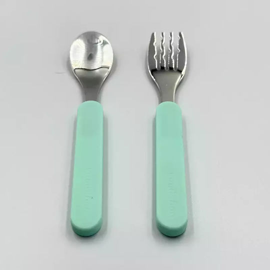 Pandaboo Baby Set with Fork made of Metal Gray 2pcs