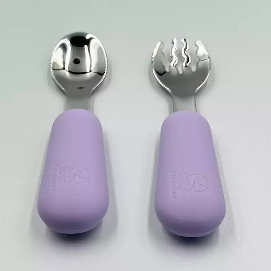 Pandaboo Baby Set with Fork made of Silicone Blue 2pcs
