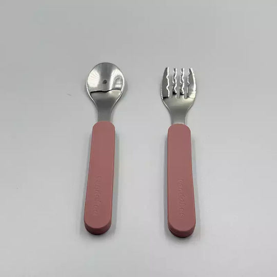 Pandaboo Baby Set with Fork made of Metal Yellow 2pcs