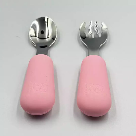 Pandaboo Baby Set with Fork made of Silicone Brown 2pcs