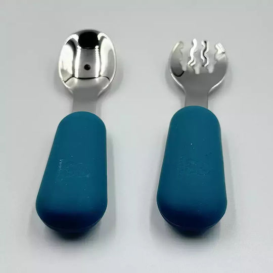 Pandaboo Baby Set with Fork made of Silicone Orange 2pcs