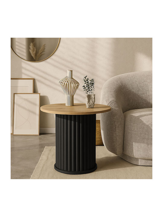 Round Side Coffee Table Bohema Wooden Black - Sepet Oak W50xL50xH53.2cm