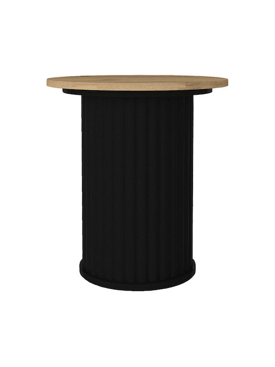 Round Side Coffee Table Bohema Wooden Black - Sepet Oak W50xL50xH53.2cm