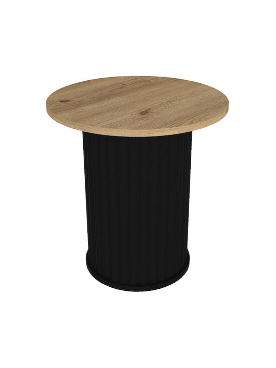 Round Side Coffee Table Bohema Wooden Black - Sepet Oak W50xL50xH53.2cm