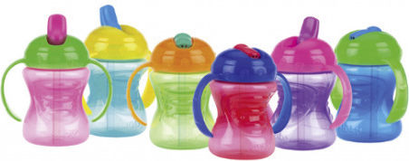 Nuby Kinderflasche Kunststoff mit Strohhalm Blau 240ml